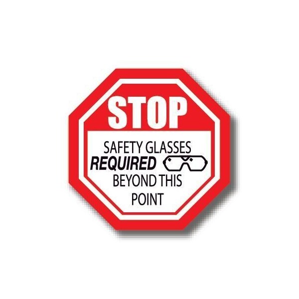 Ergomat 20in OCTAGON SIGNS - Stop Safety Glasses REQUIRED Beyond This Point DSV-SIGN 400 #0915 -UEN - main